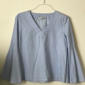 Zara Striped Bell Sleeve Blouse